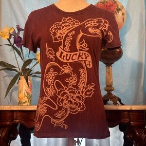 Lucky Brand Maroon Snake Graphic Tee
